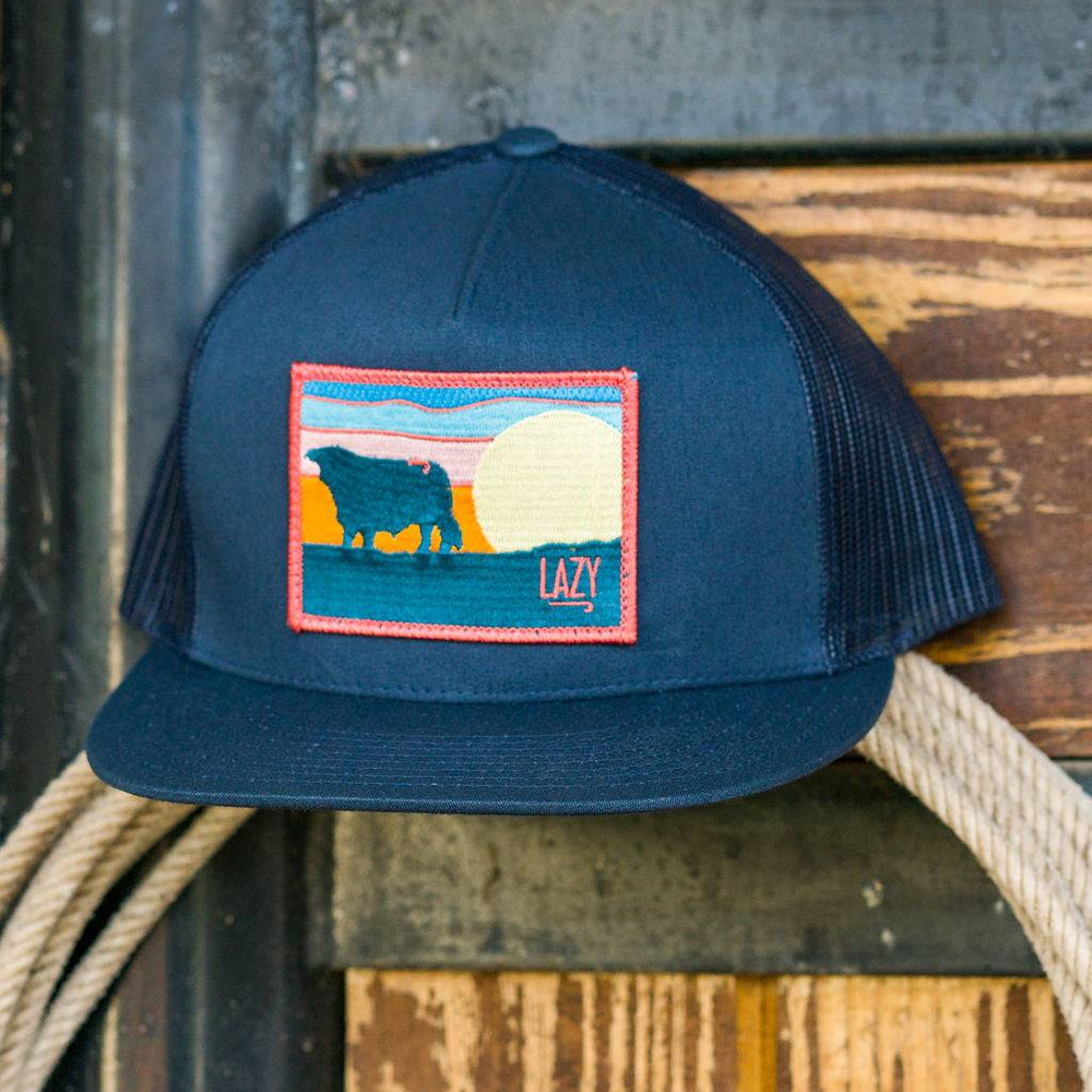 
                      
                        Lazy J Ranch Navy Hereford Sky Classic Five Panel Trucker Hat-NAVY4SKY
                      
                    