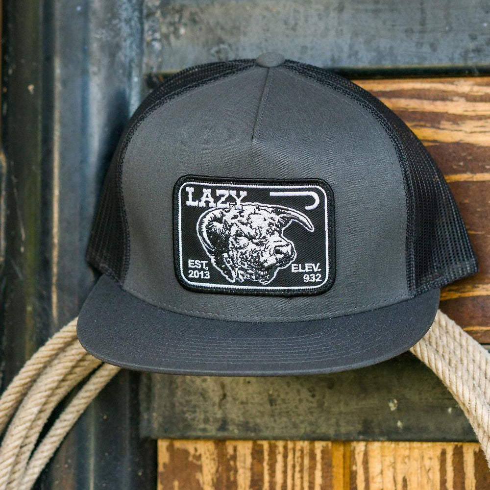 
                  
                    Lazy J Ranch Charcoal Grey Black Elevation Hereford Classic Five Panel Trucker Hat-Lazy J Ranch Wear
                  
                