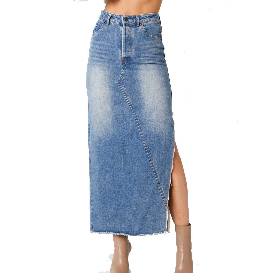 Olivaceous Women's Steph Long Denim Skirt - Denim Blue