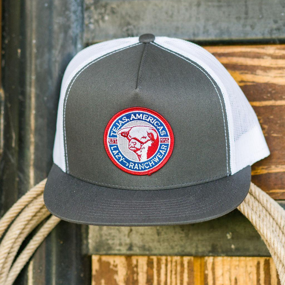
                  
                    Lazy J Ranch Charcoal Grey & White Tejas Classic Five Panel Trucker Hat-Lazy J Ranch Wear
                  
                