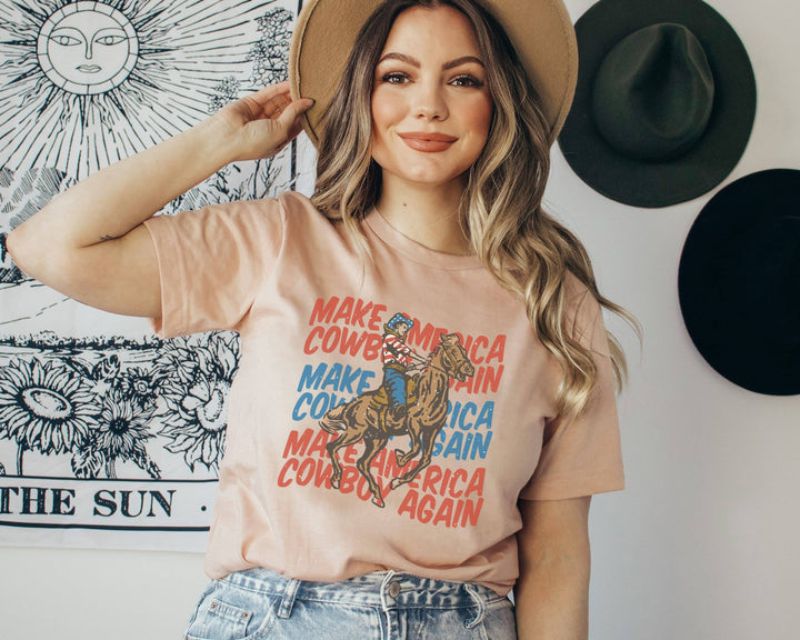 Amy Anne Apparel Women's Make America Cowboy Again T-Shirt