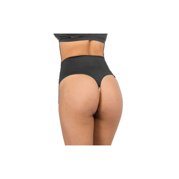 Anemone Women's High Waist Tummy Control Thong Underwear - Black