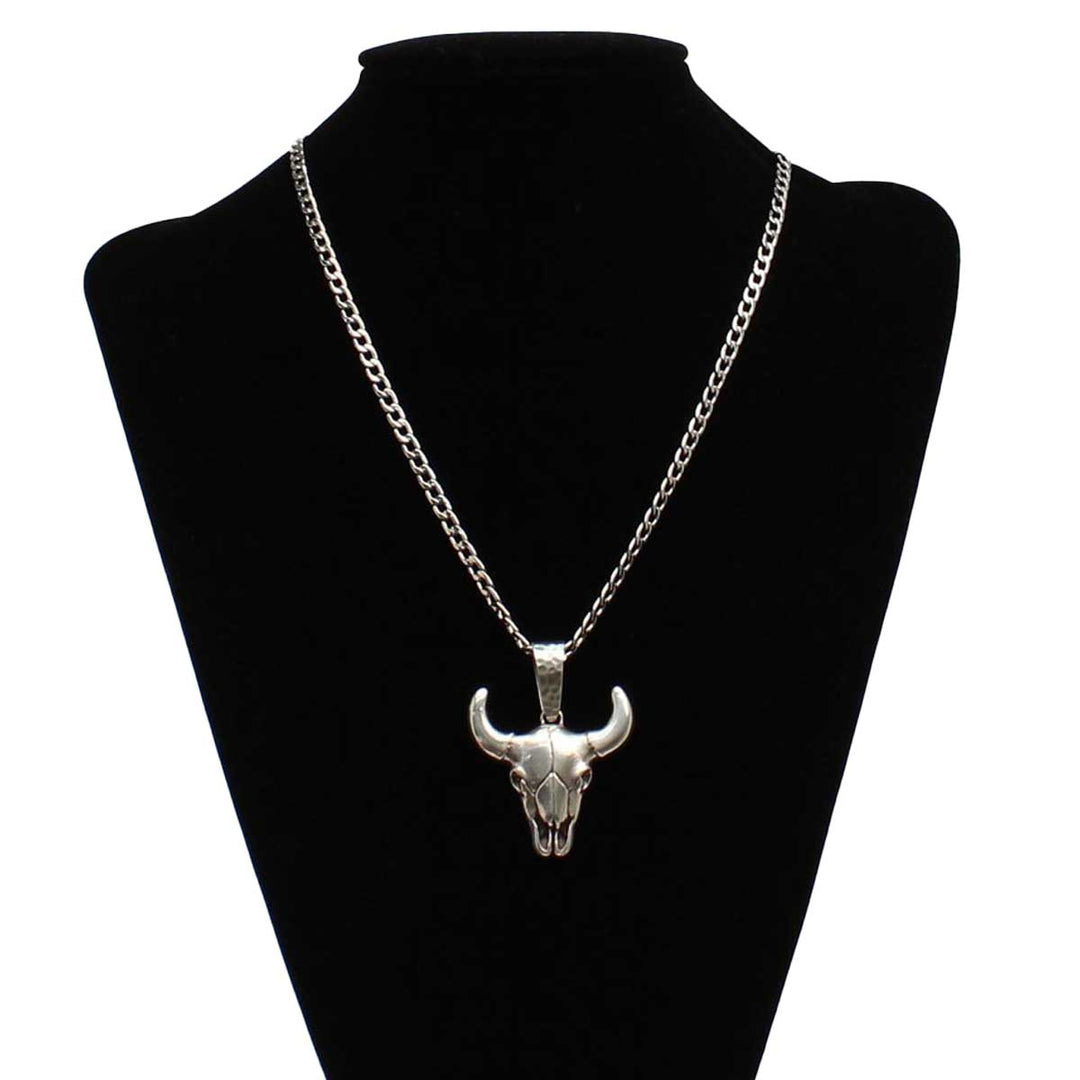 M & F Western Twister Silver Longhorn Necklace