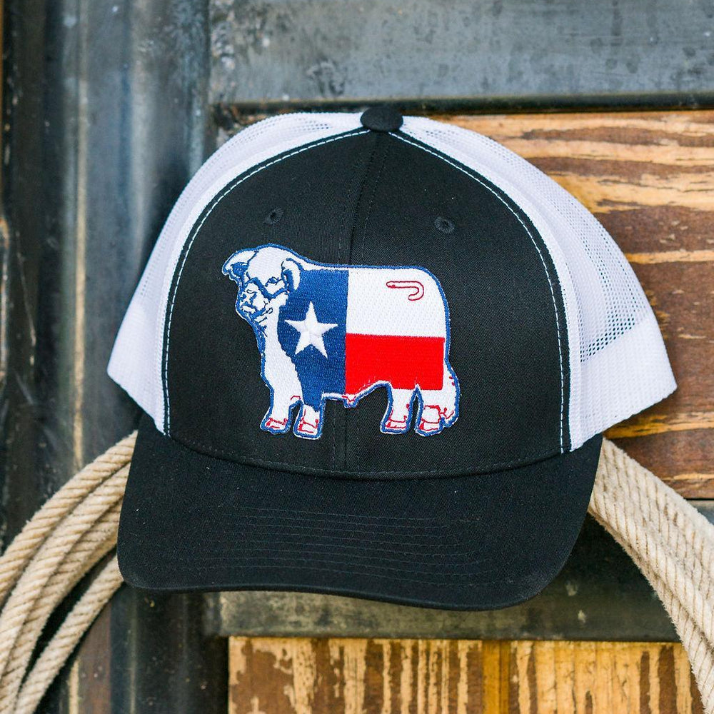 
                  
                    Lazy J Ranch Black & White Texas Bull Mid Profile Trucker Hat-Lazy J Ranch Wear
                  
                