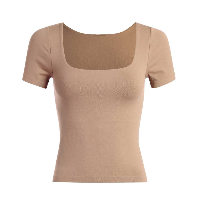 Dynamic Fashion Women's Square Neck Short Sleeve Lined T-Shirt