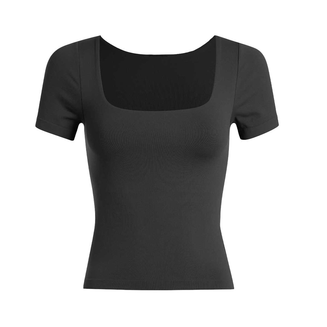 Dynamic Fashion Women's Square Neck Short Sleeve Lined T-Shirt