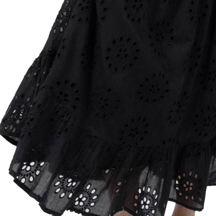 Ivy Jane Women's Tiered Eyelet Maxi Skirt - Black