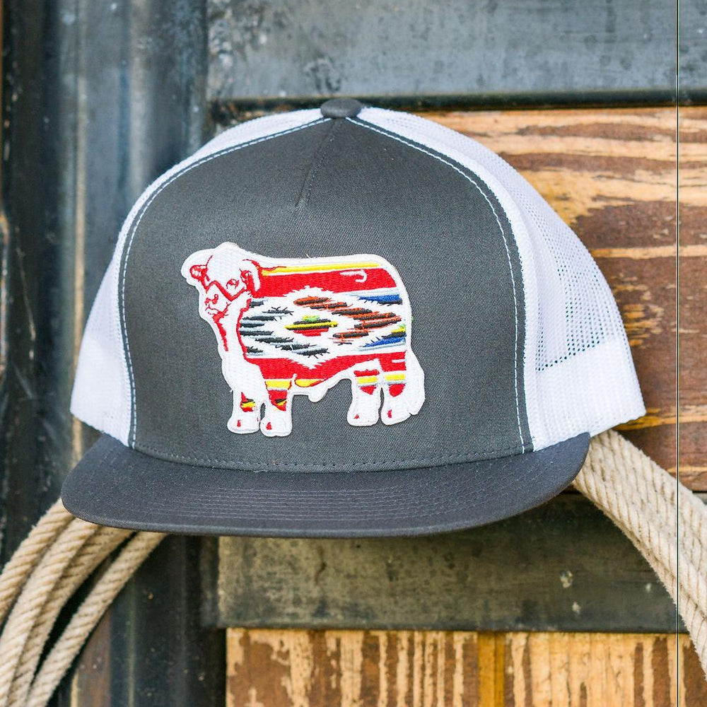 
                  
                    Lazy J Ranch Charcoal Grey & White Serape Bull Classic Five Panel Trucker Hat-Lazy J Ranch Wear
                  
                