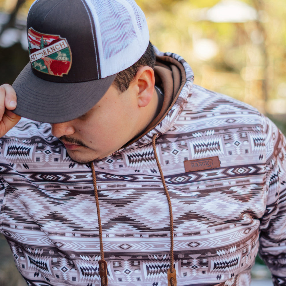 
                      
                        Lazy J Ranch Brown Allover Aztec Print Long Sleeve Hoodie
                      
                    