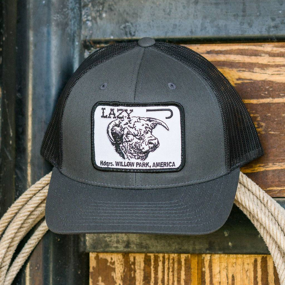 
                      
                        Lazy J Ranch Dark Grey Willow Cattle Headquarters Mid Profile Trucker Hat-GRYGRY3WILL
                      
                    