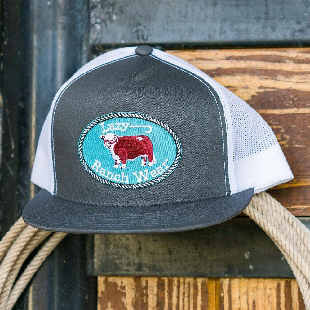 
                  
                    Lazy J Ranch Charcoal Grey & White Original Buckle Classic Five Panel Trucker Hat-Lazy J Ranch Wear
                  
                