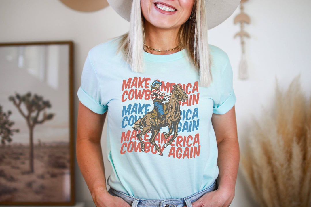 Amy Anne Apparel Women's Make America Cowboy Again T-Shirt