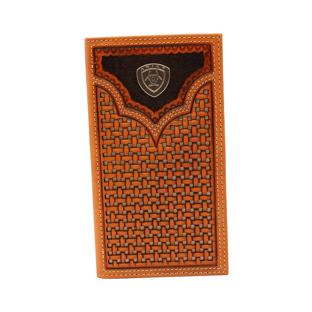 Ariat Men's Rodeo Style Basket Weave Wallet - Natural