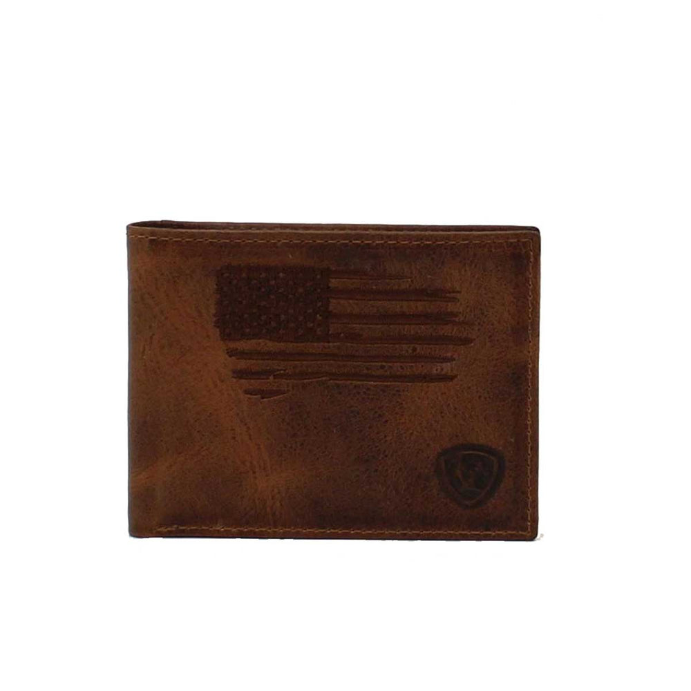 Ariat Men's USA Flag Bifold Wallet - Brown