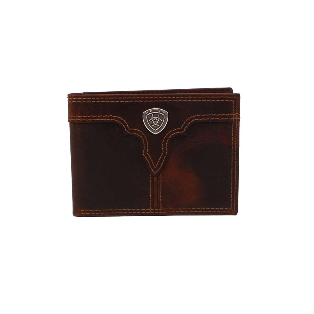 Ariat Men's Logo Bifold Leather Wallet - Brown