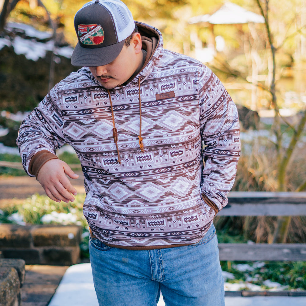 
                      
                        Lazy J Ranch Brown Allover Aztec Print Long Sleeve Hoodie
                      
                    