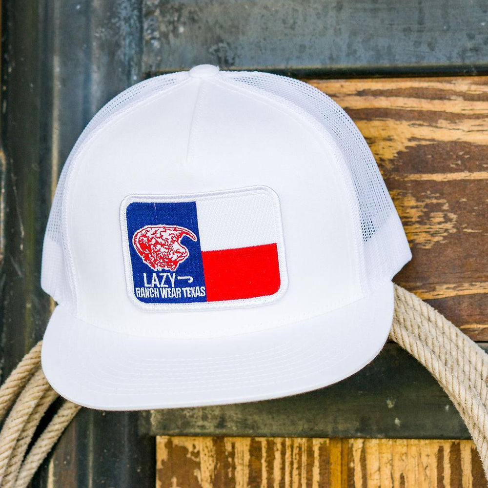 
                  
                    Lazy J Ranch White Texas Elevation Classic Five Panel Trucker Hat-Lazy J Ranch Wear
                  
                