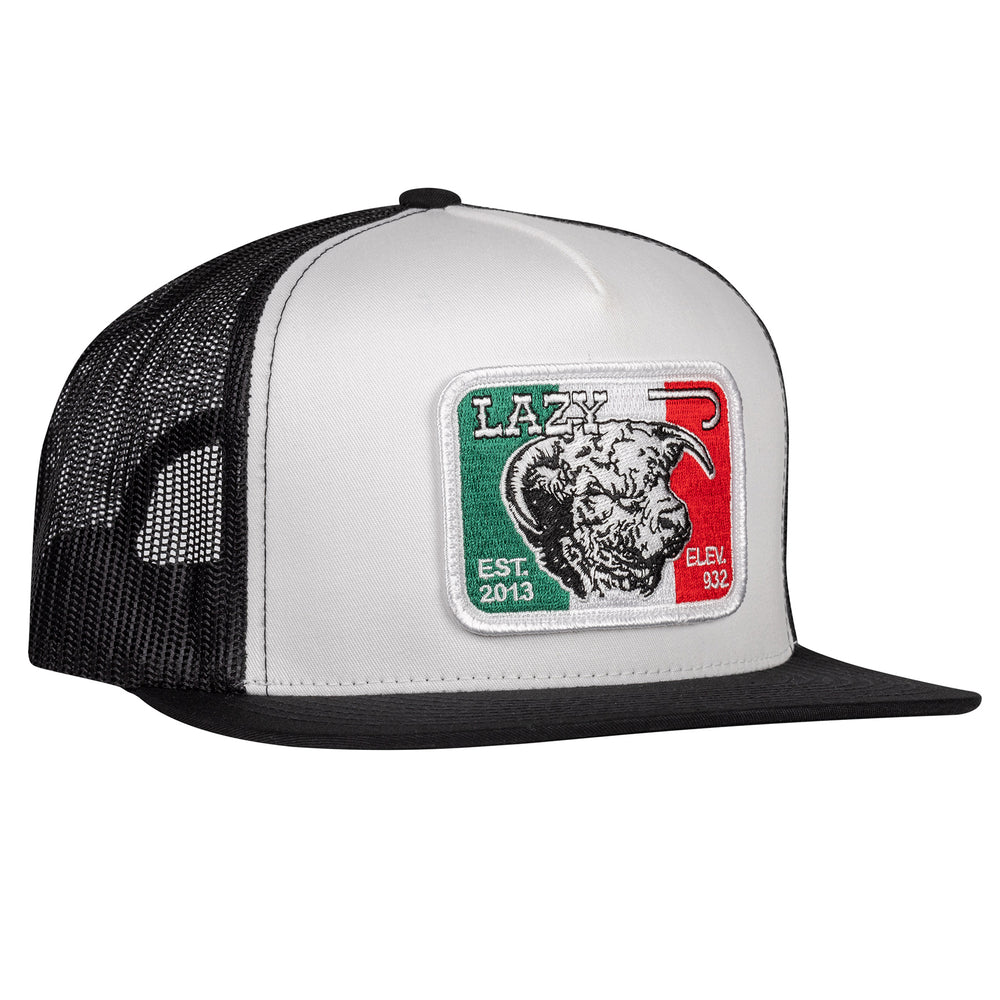 
                      
                        Lazy J Ranch White & Black Mexico Elevation Classic Five Panel Trucker Hat
                      
                    