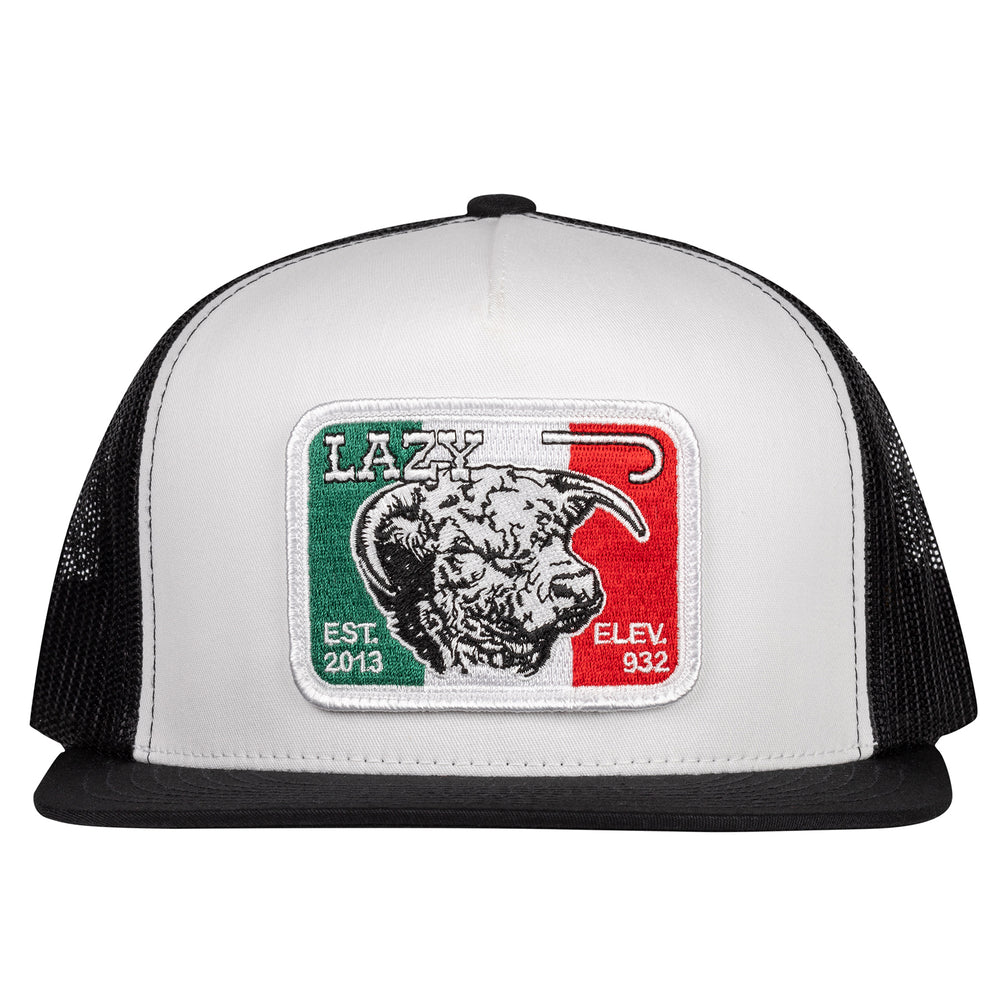 
                  
                    Lazy J Ranch White & Black Mexico Elevation Classic Five Panel Trucker Hat-ALTBLK4MELEV
                  
                