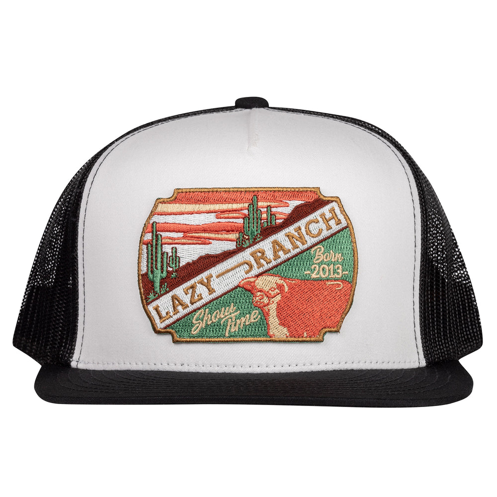 
                  
                    Lazy J Ranch White & Black Desert Show Time Classic Five Panel Trucker Hat-ALTBLKWHT4SHOW
                  
                