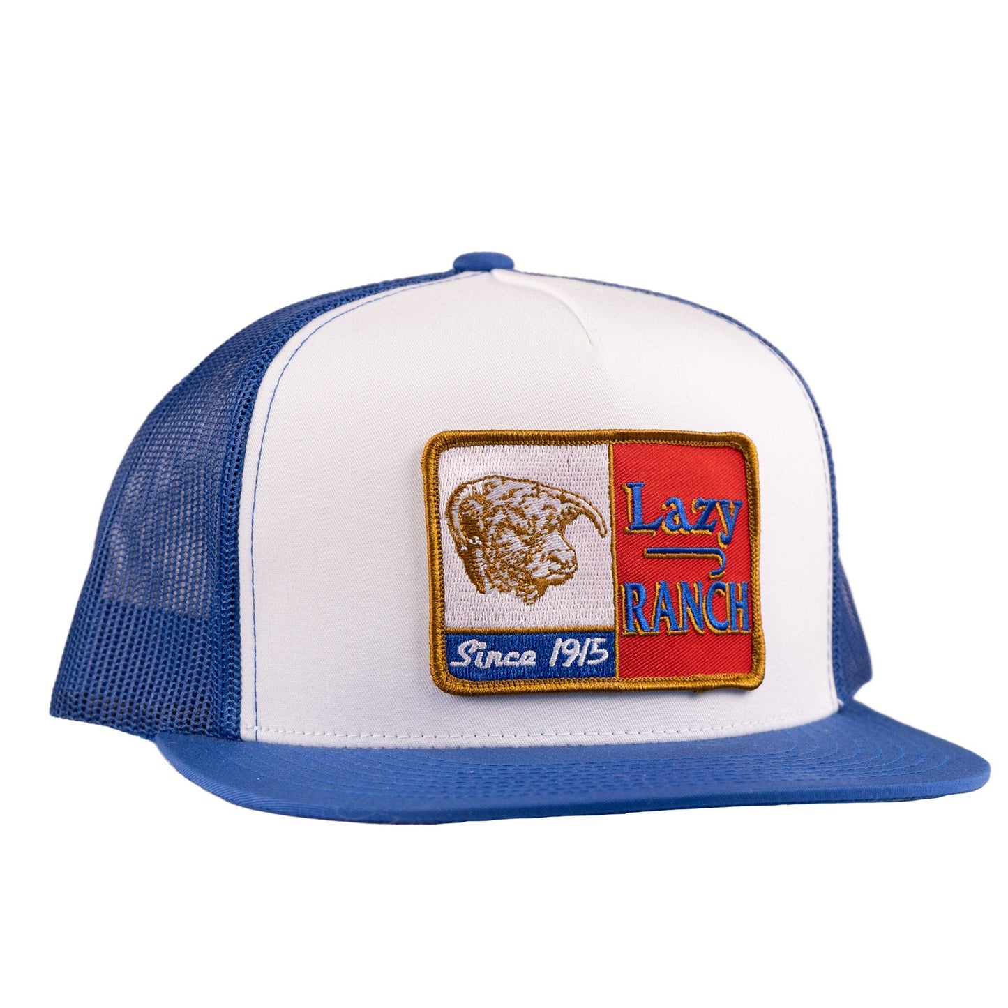 Lazy J Ranch White & Blue Texas Ranch Classic Five Panel Trucker Hat-Lazy J Ranch Wear