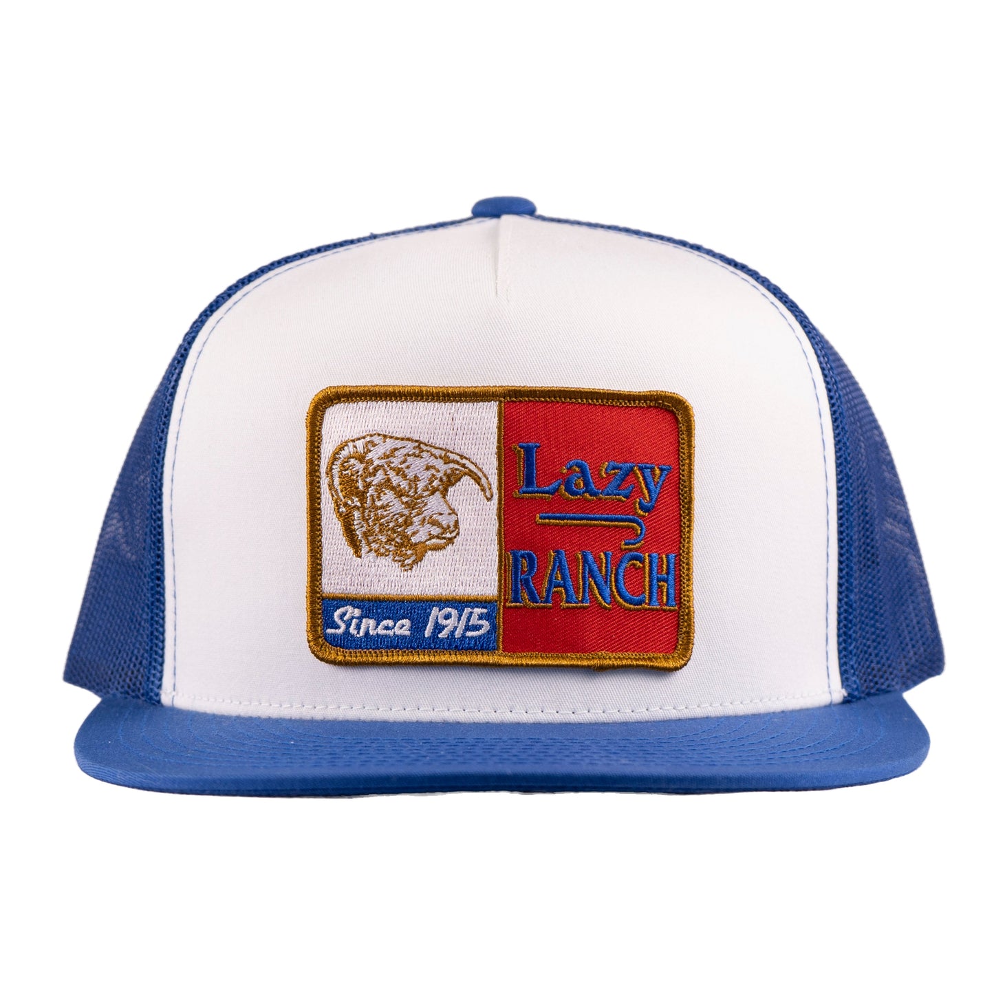 Lazy J Ranch White & Blue Texas Ranch Classic Five Panel Trucker Hat-Lazy J Ranch Wear