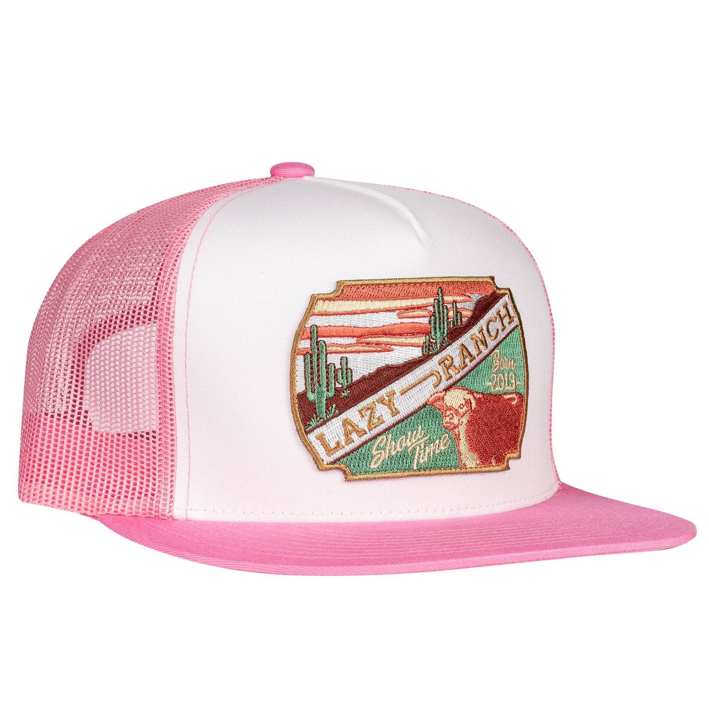 Lazy J Ranch Pink & White Desert Show Time Classic Five Panel Trucker Hat-Lazy J Ranch Wear