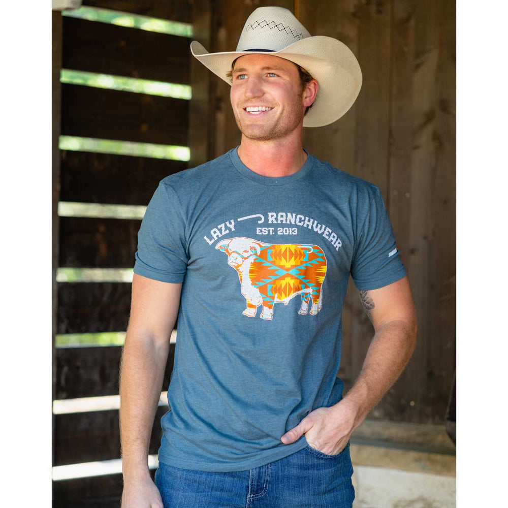 
                  
                    Lazy J Ranch Apache Hereford Short Sleeve Indigo Blue T-Shirt-
                  
                