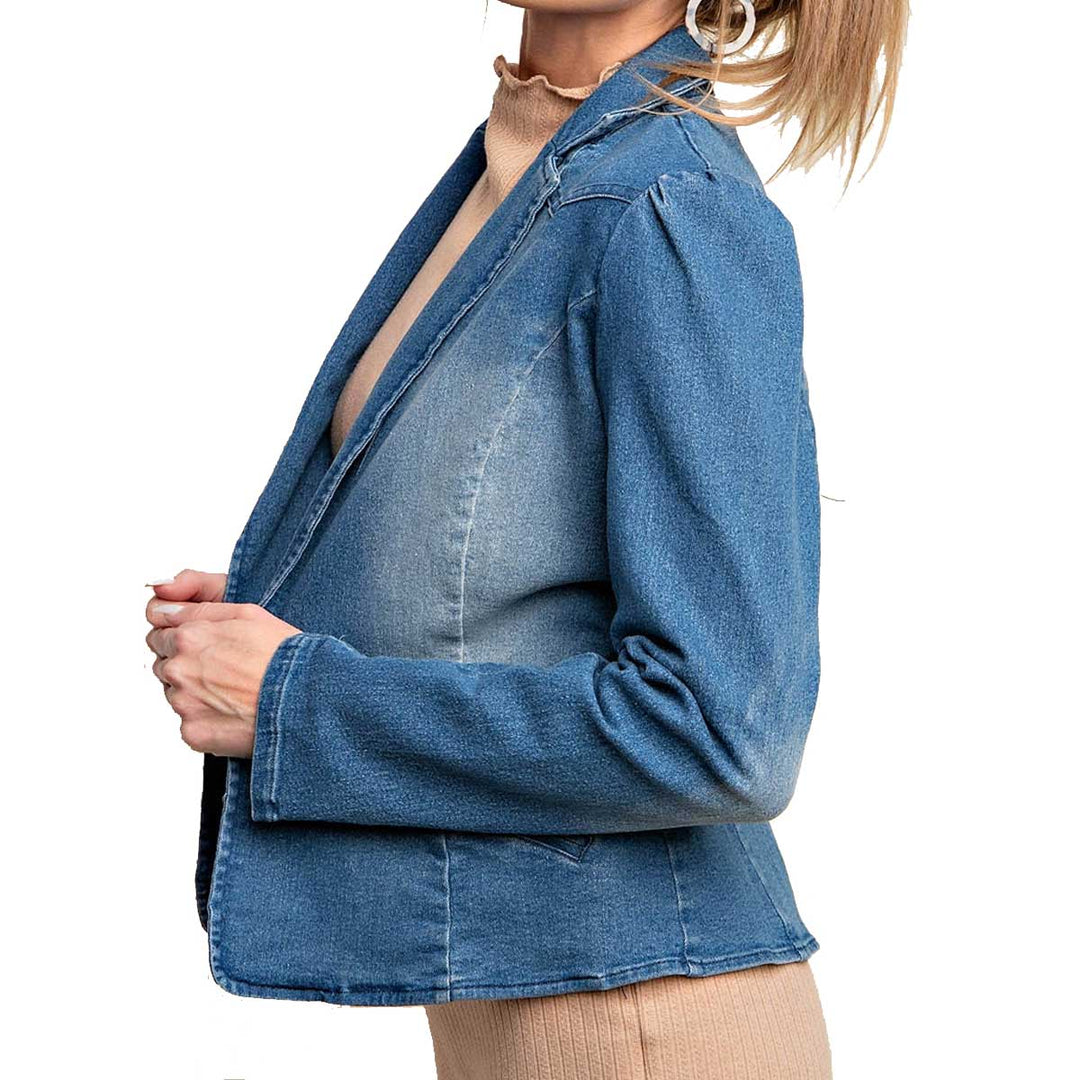 Kori Women's Soft Washed Denim Jacket - Blue