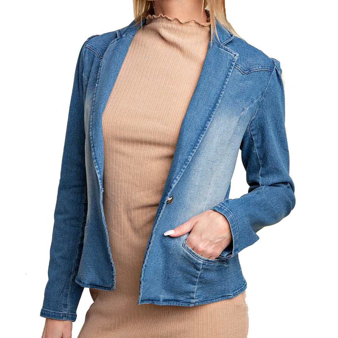 Kori Women's Soft Washed Denim Jacket - Blue