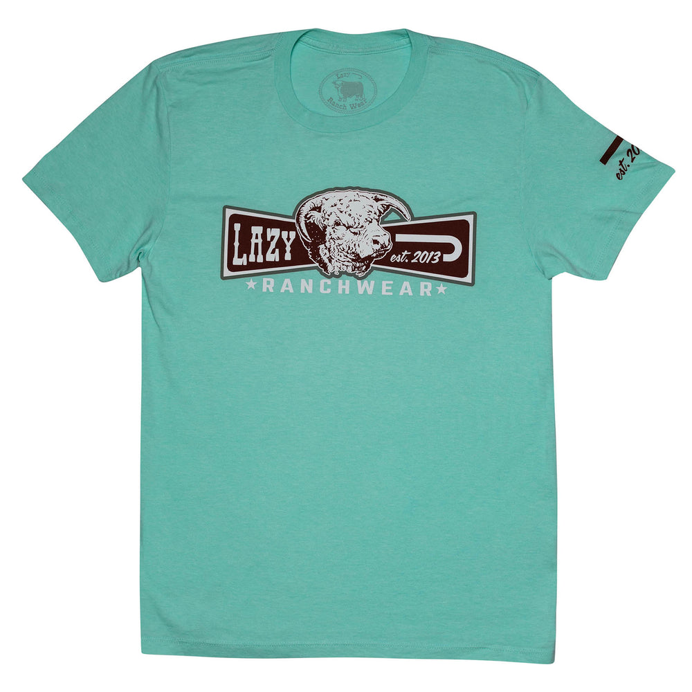 Lazy J Ranch Diamond Hereford Banner Short Sleeve Seafoam Green T-Shirt