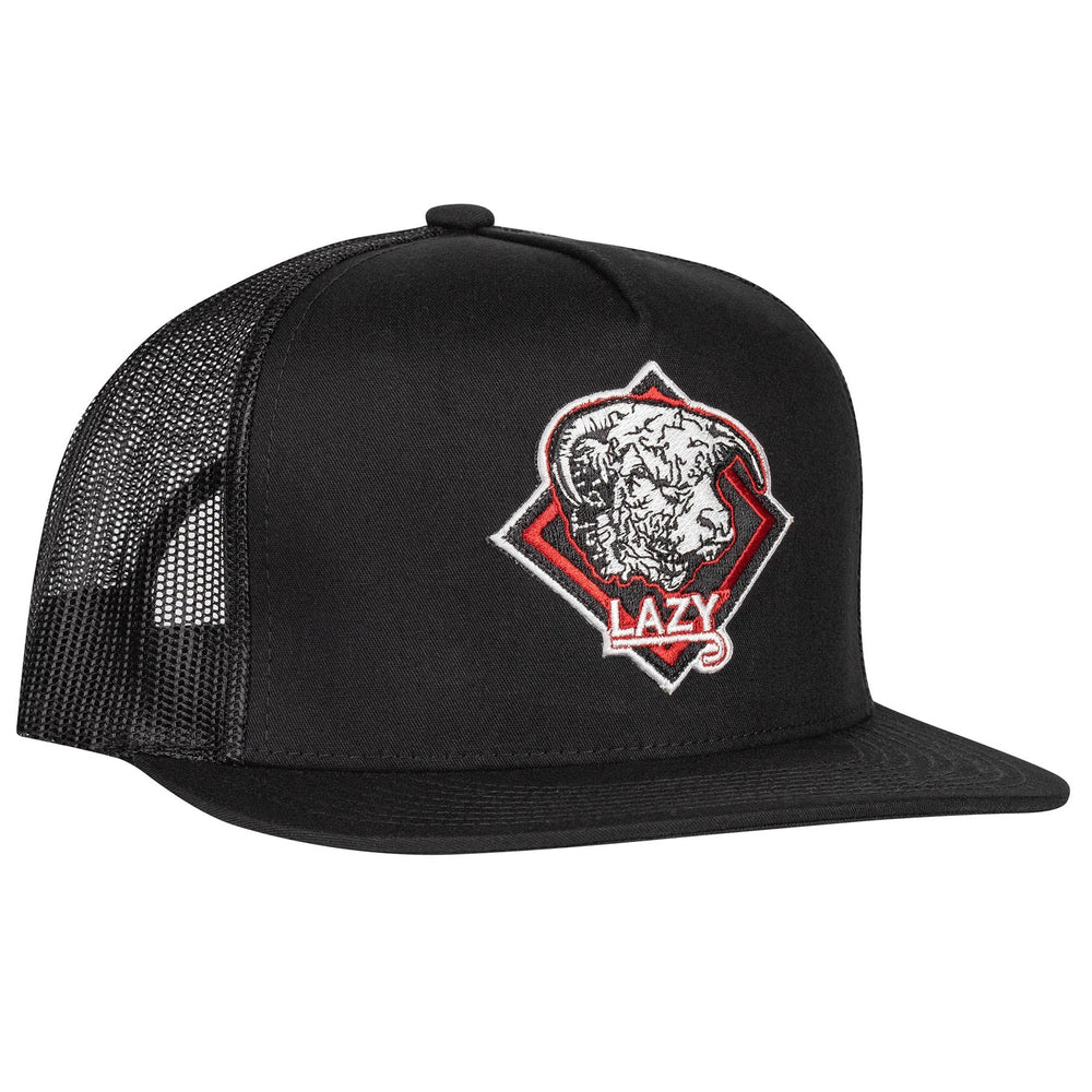 Lazy J Ranch Black Red Diamond Hereford Classic Five Panel Trucker Hat-Lazy J Ranch Wear