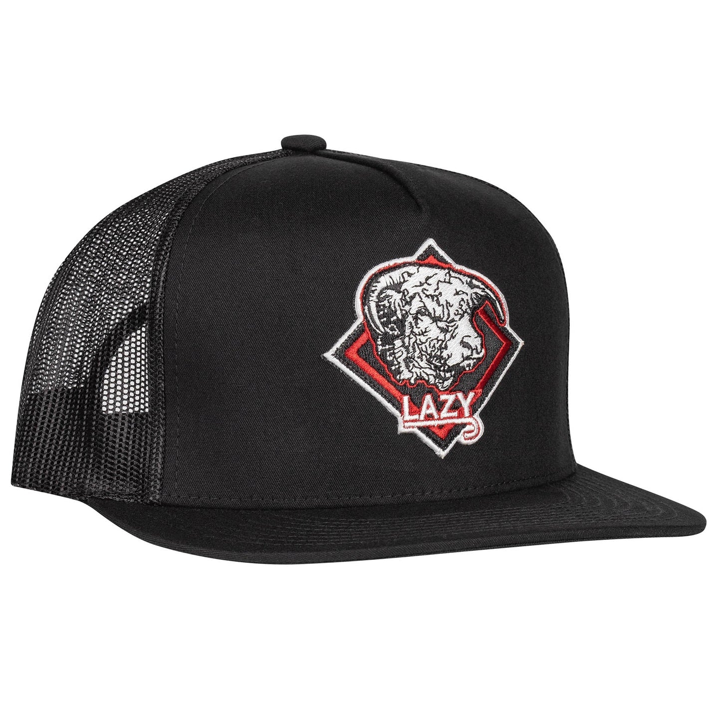 Lazy J Ranch Black Red Diamond Hereford Classic Five Panel Trucker Hat-Lazy J Ranch Wear