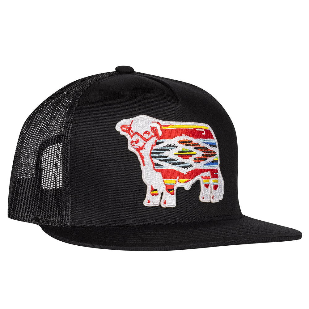 
                      
                        Lazy J Ranch Black Serape Bull Classic Five Panel Trucker Hat
                      
                    