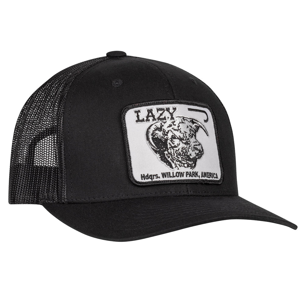 
                      
                        Lazy J Ranch Black Cattle Headquarters Mid Profile Trucker Hat
                      
                    