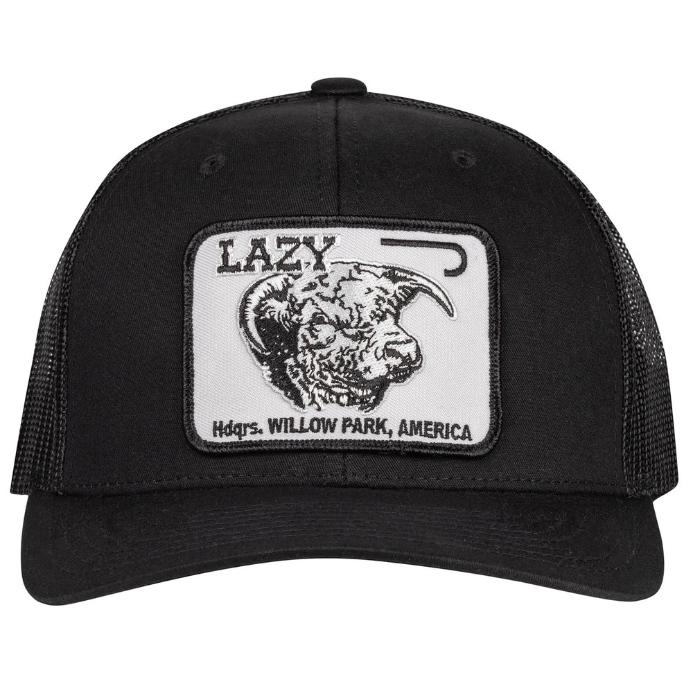 
                      
                        Lazy J Ranch Black Cattle Headquarters Mid Profile Trucker Hat
                      
                    