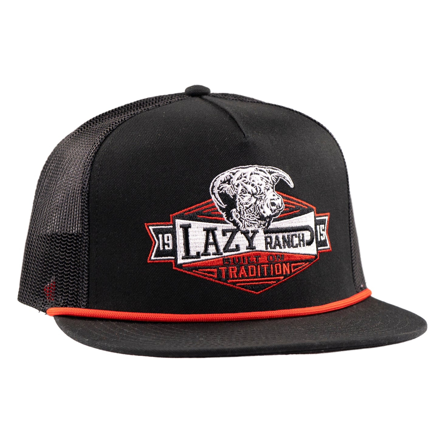 Lazy J Ranch Black Domino Classic Rope Trucker Hat-Lazy J Ranch Wear