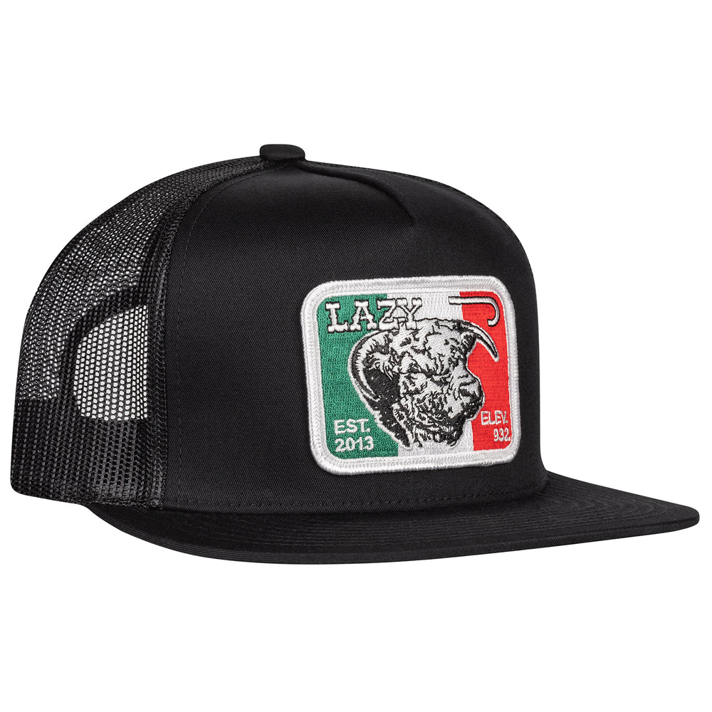 Lazy J Ranch Black Mexico Elevation Classic Five Panel Trucker Hat-High Profile-BLKBLK4MELEV