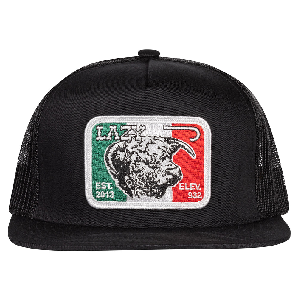 
                      
                        Lazy J Ranch Black Mexico Elevation Classic Five Panel Trucker Hat-High Profile-BLKBLK4MELEV
                      
                    