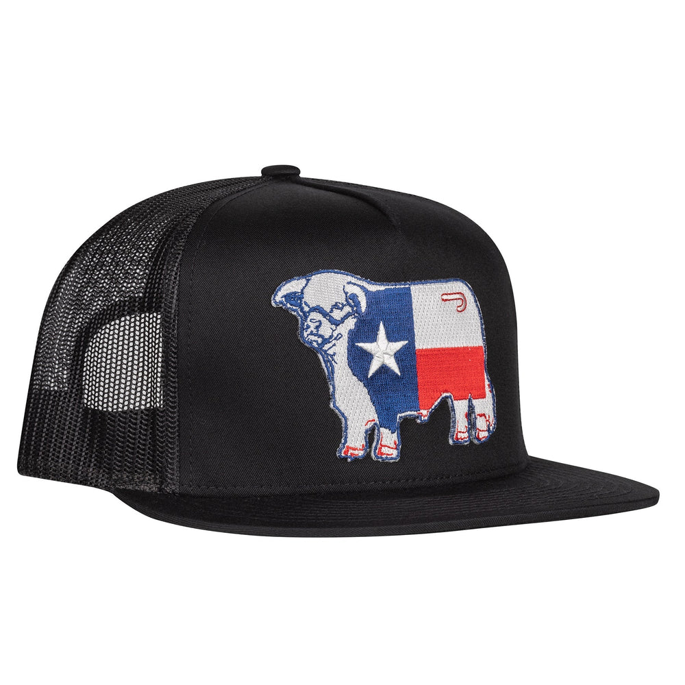 Lazy J Ranch Black Texas Bull Classic Five Panel Trucker Hat-Lazy J Ranch Wear
