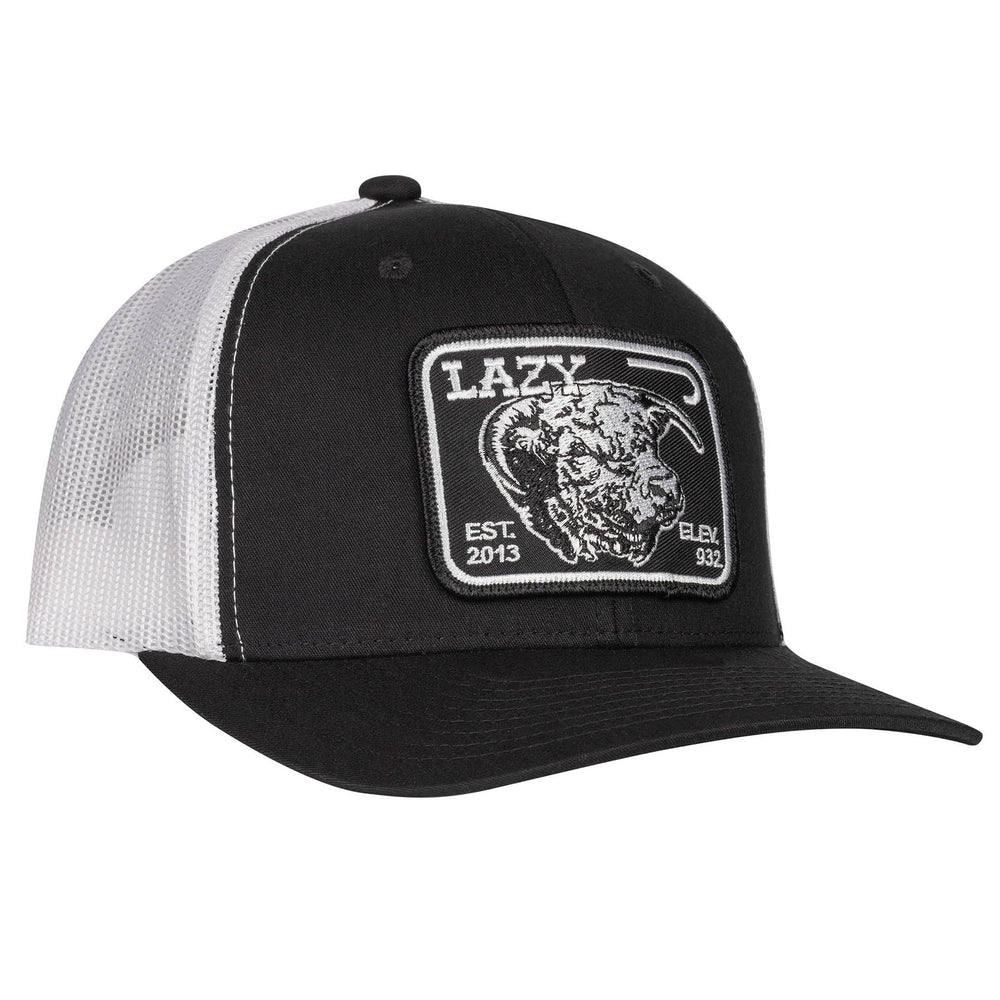 Lazy J Ranch Black & White Black Elevation Mid Profile Trucker Hat-Mid Profile-BLKWHIT3ELEV