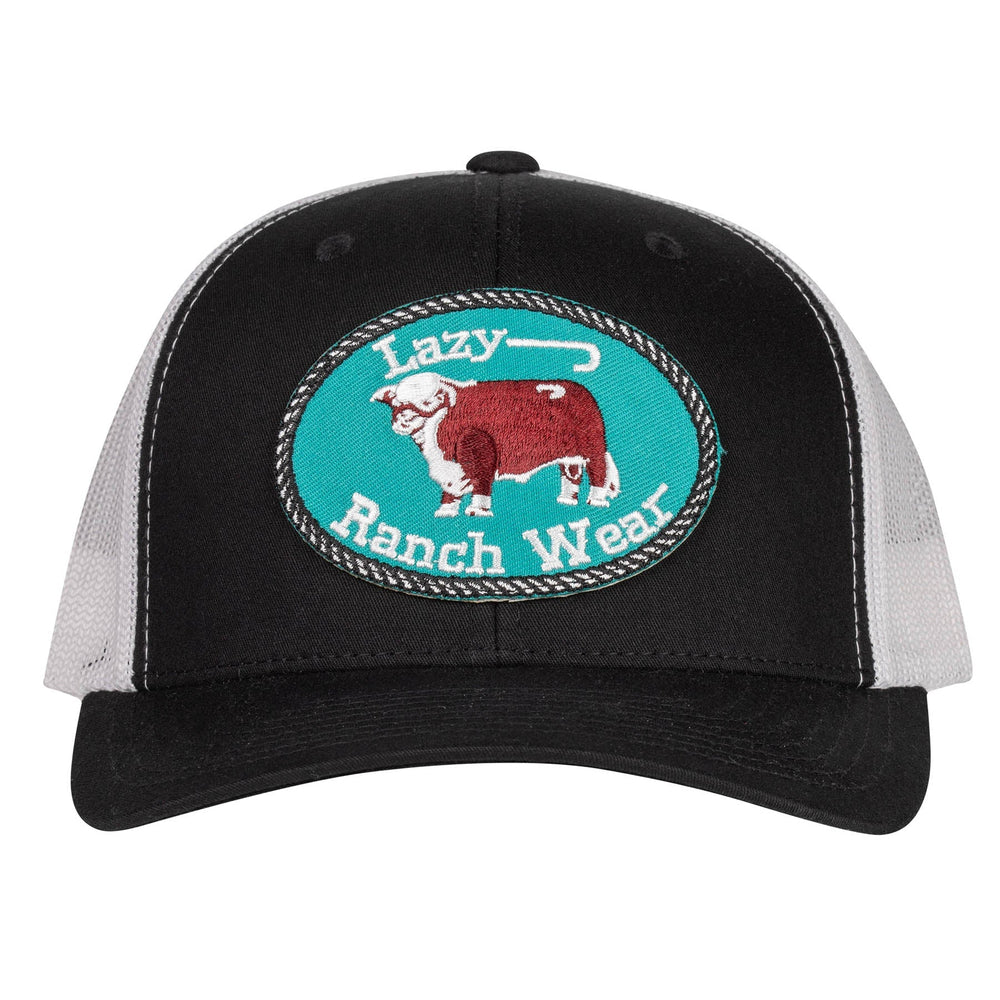 
                  
                    Lazy J Ranch Black & White Original Buckle Mid Profile Trucker Hat-Lazy J Ranch Wear
                  
                