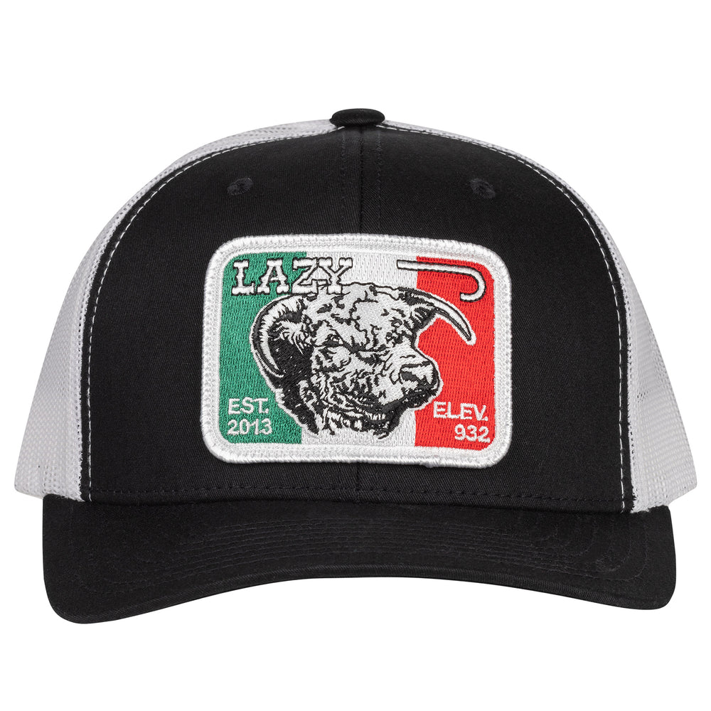 
                      
                        Lazy J Ranch Black & White Mexico Elevation Mid Profile Trucker Hat
                      
                    