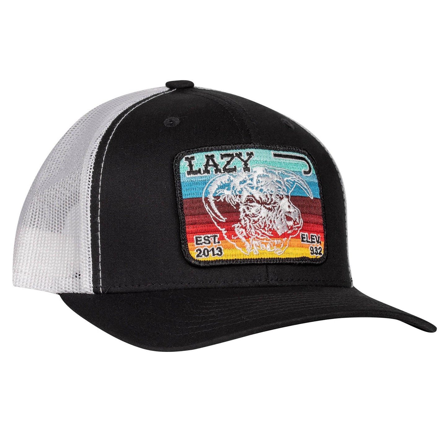 Lazy J Ranch Black & White Serape Elevation Mid Profile Trucker Hat-Lazy J Ranch Wear