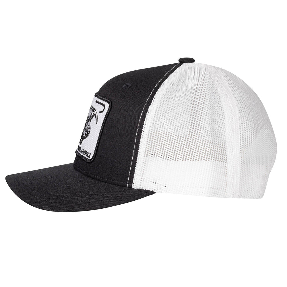 
                  
                    Lazy J Ranch Black & White Willow Cattle Headquarters Mid Profile Trucker Hat-Lazy J Ranch Wear
                  
                