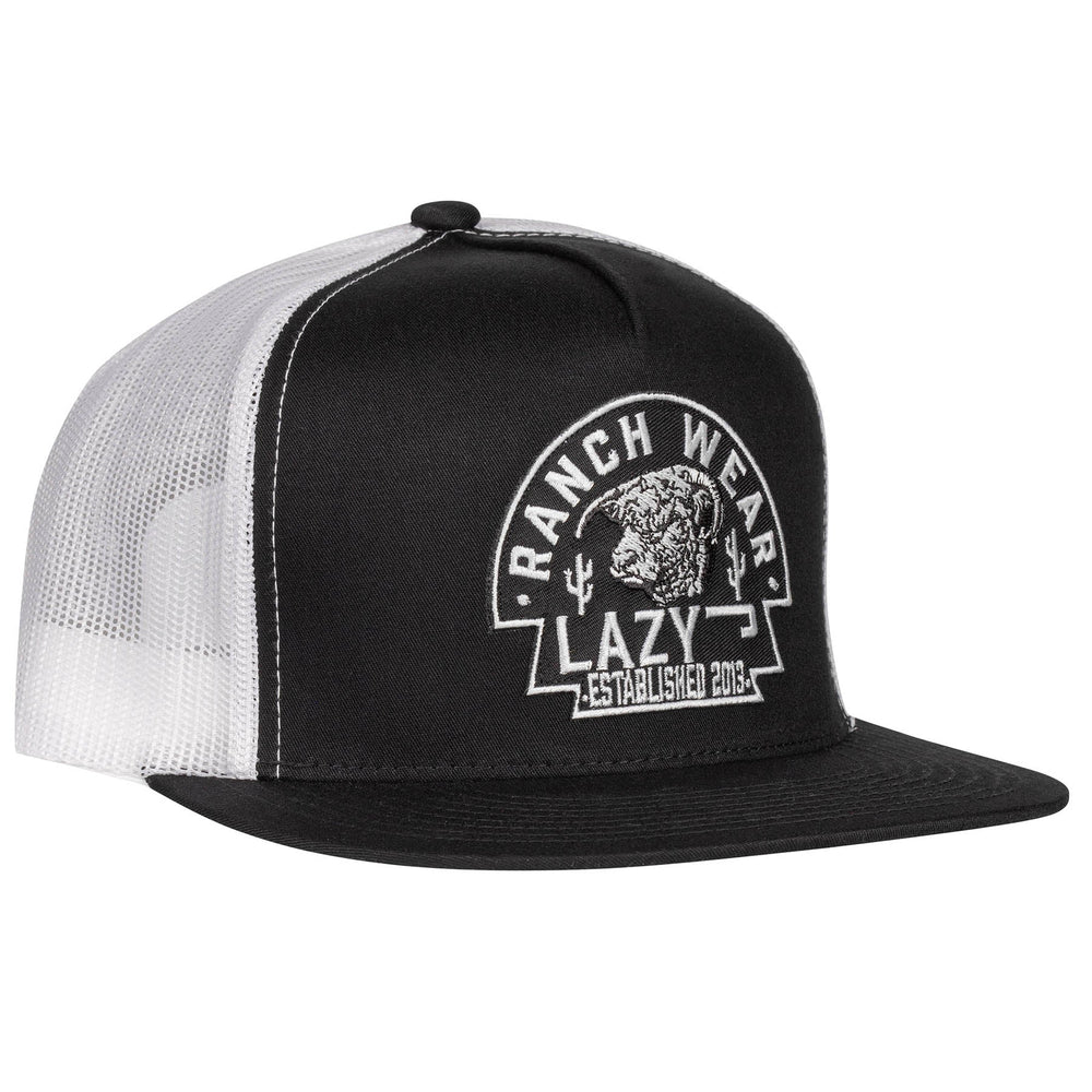 Lazy J Ranch Black & White Black Arrowhead Classic Five Panel Trucker Hat-Lazy J Ranch Wear