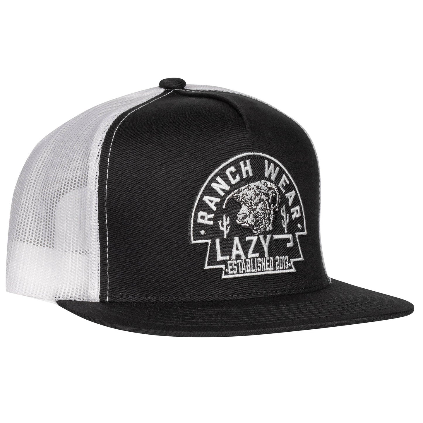 Lazy J Ranch Black & White Black Arrowhead Classic Five Panel Trucker Hat-Lazy J Ranch Wear