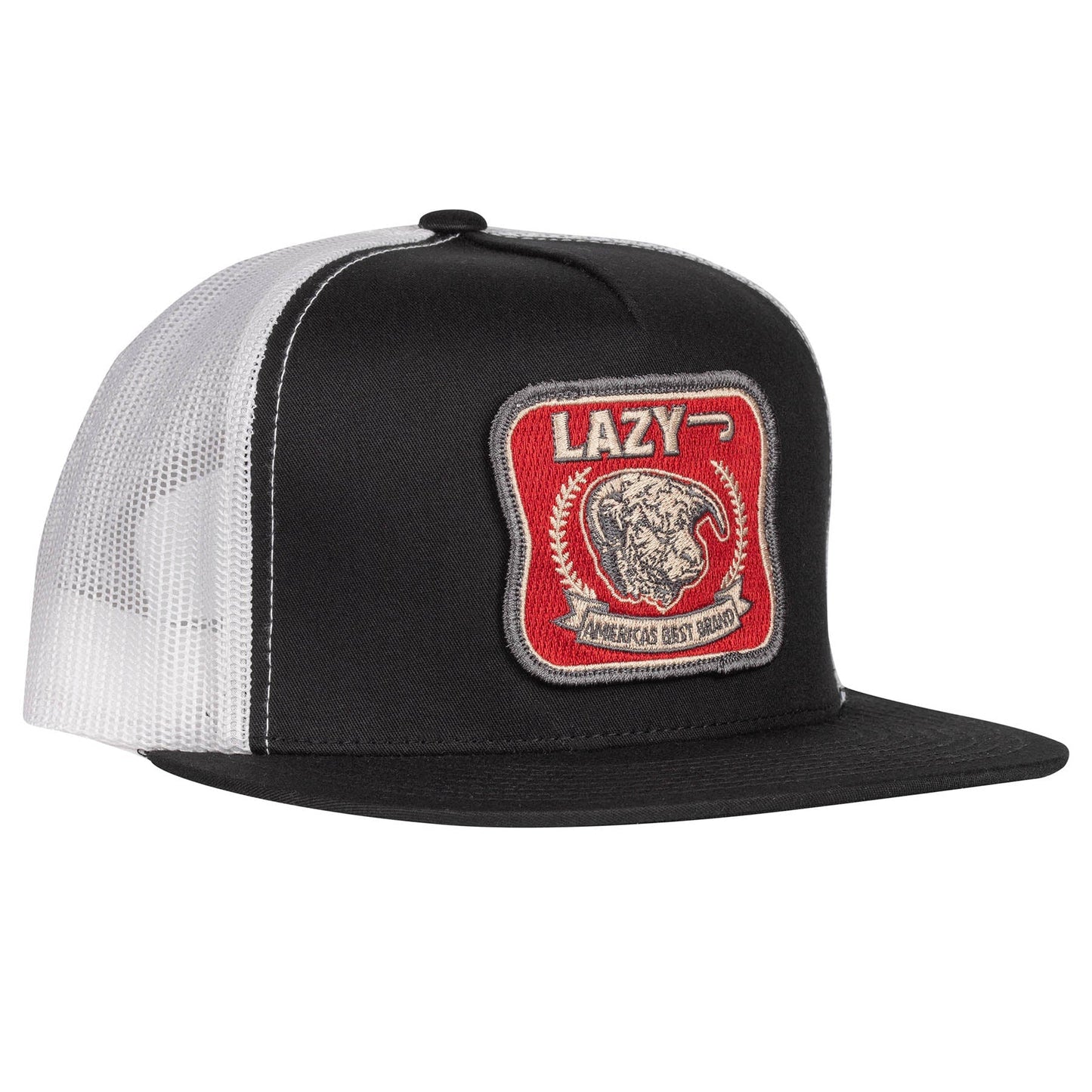 Lazy J Ranch Black & White Red America's Best Brand Classic Five Panel Trucker Hat-Lazy J Ranch Wear