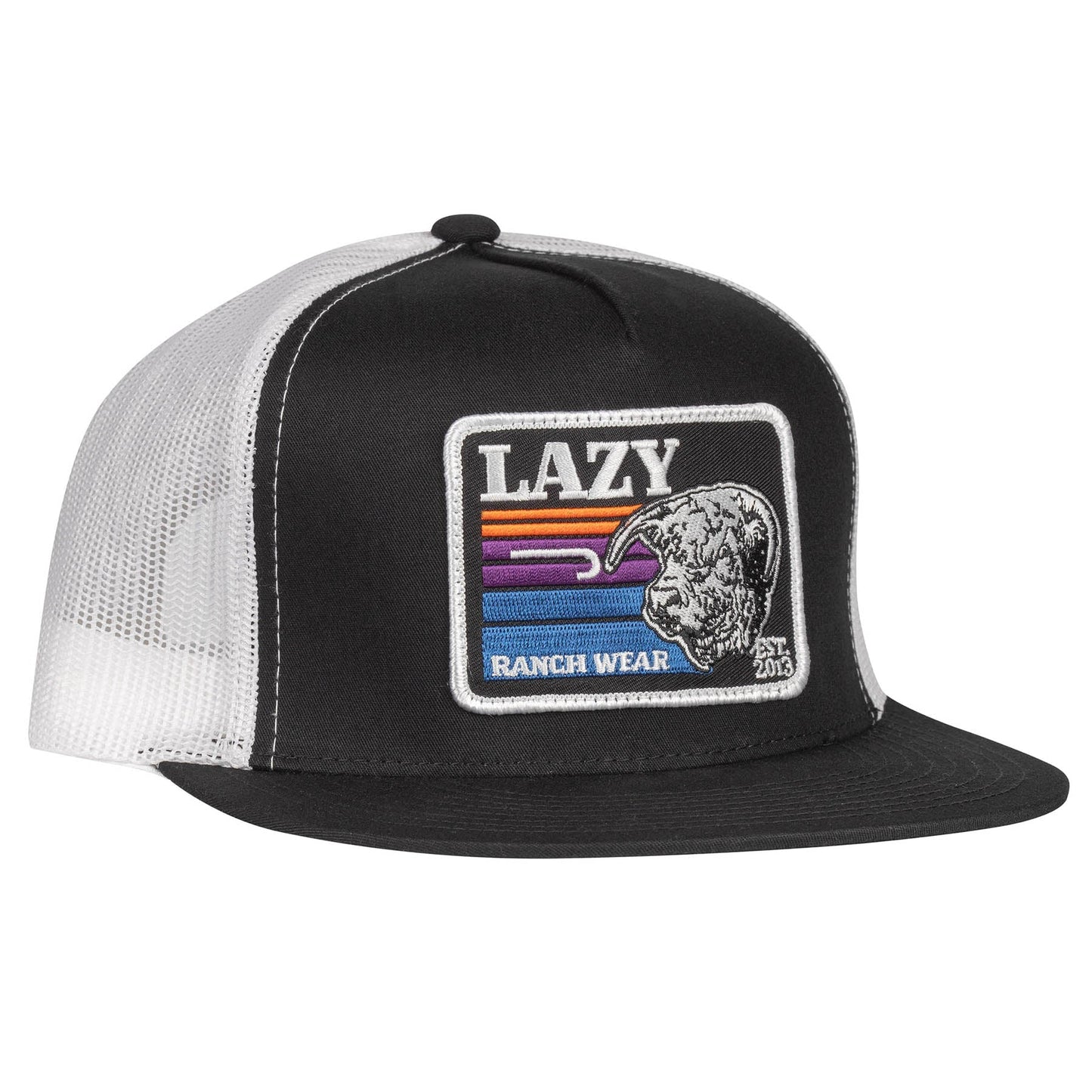 Lazy J Ranch Black & White Sunset Retro Classic Five Panel Trucker Hat-Lazy J Ranch Wear