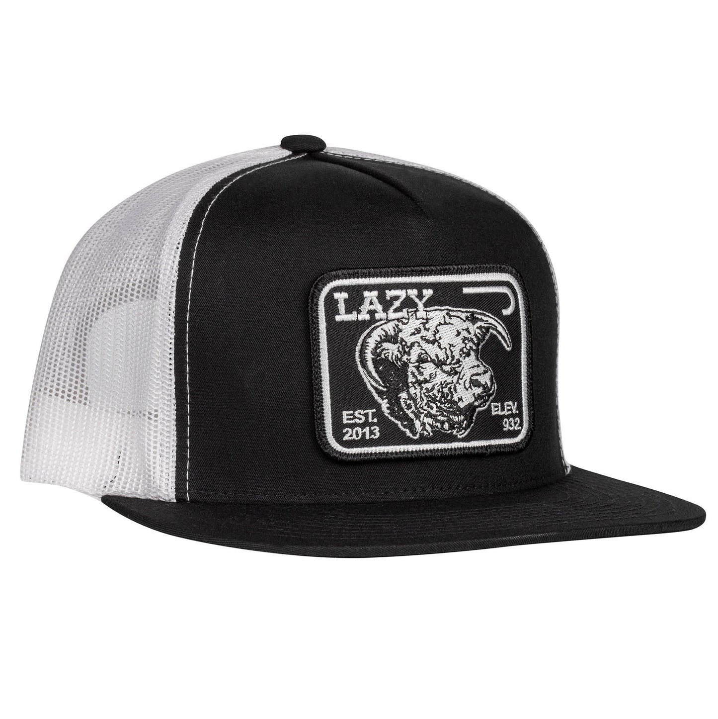 Lazy J Ranch Black & White Elevation Classic Five Panel Trucker Hat-BLKWHT4ELEV